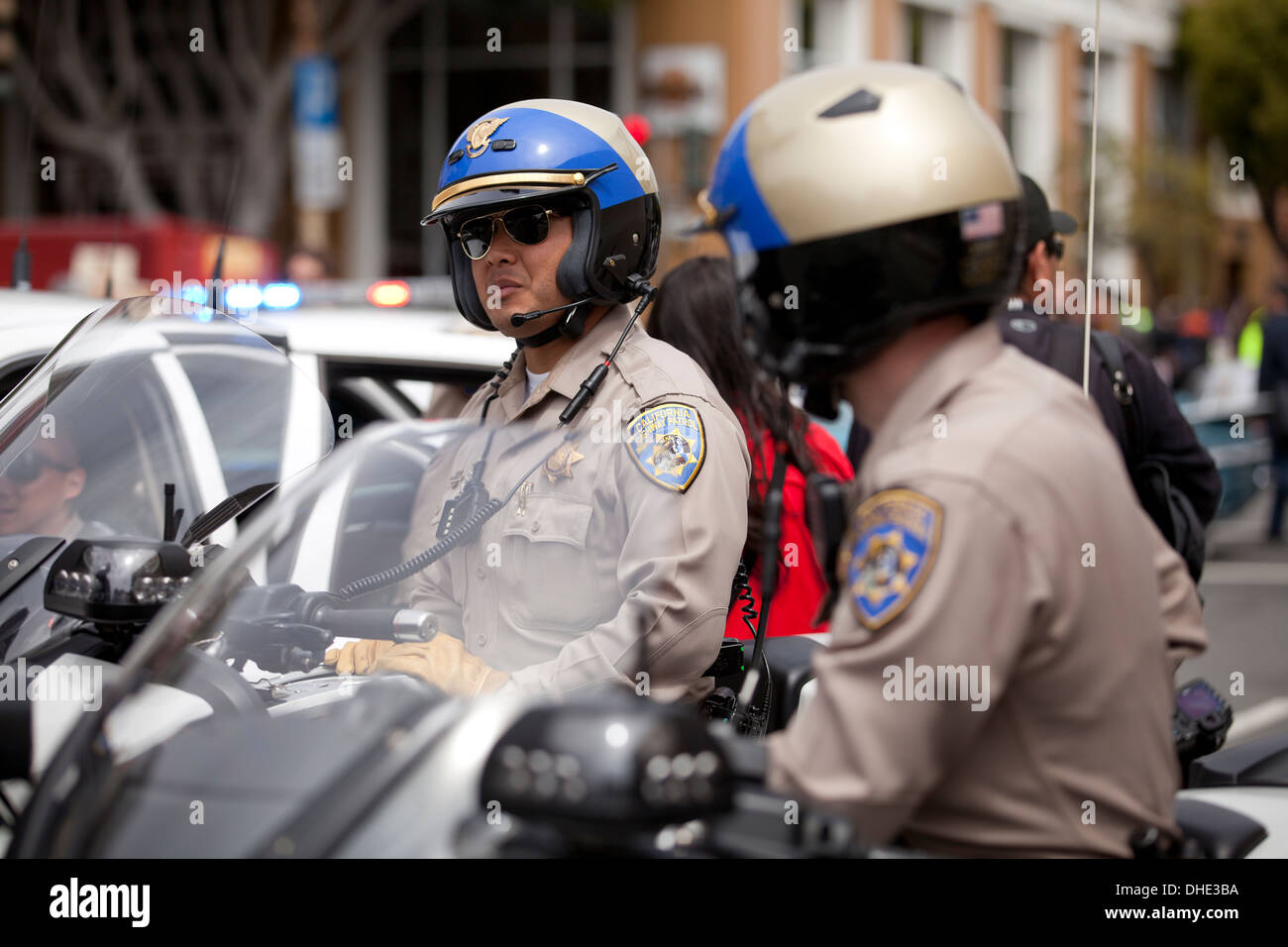 California Highway-Polizei auf Motorrädern - San Francisco, Kalifornien, USA Stockfoto