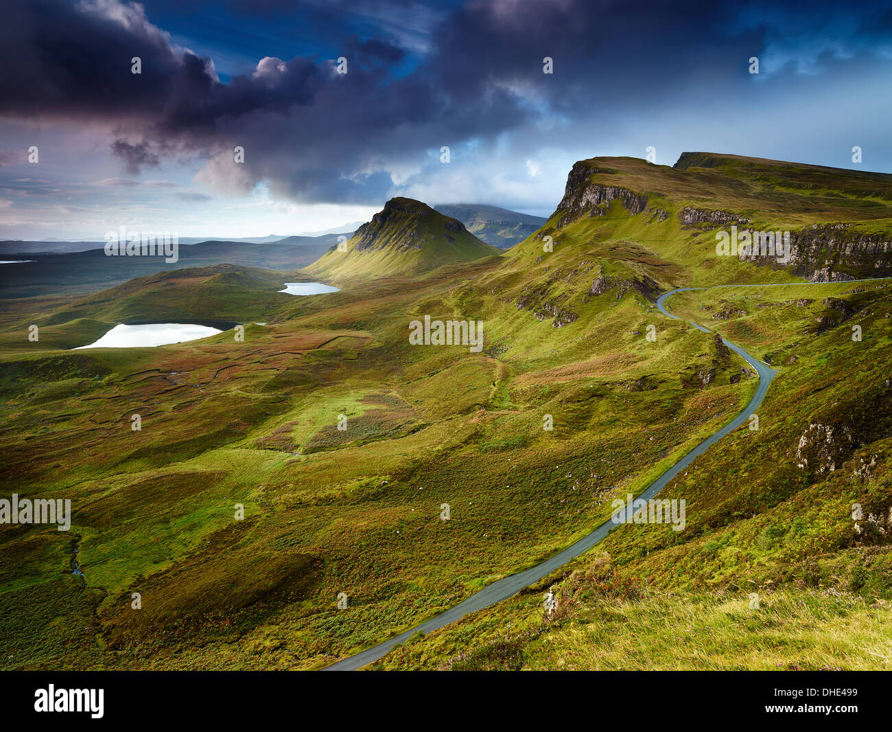 Sonnenaufgang am Quiraing, Isle Of Skye, Schottisches Hochland, Schottland Stockfoto