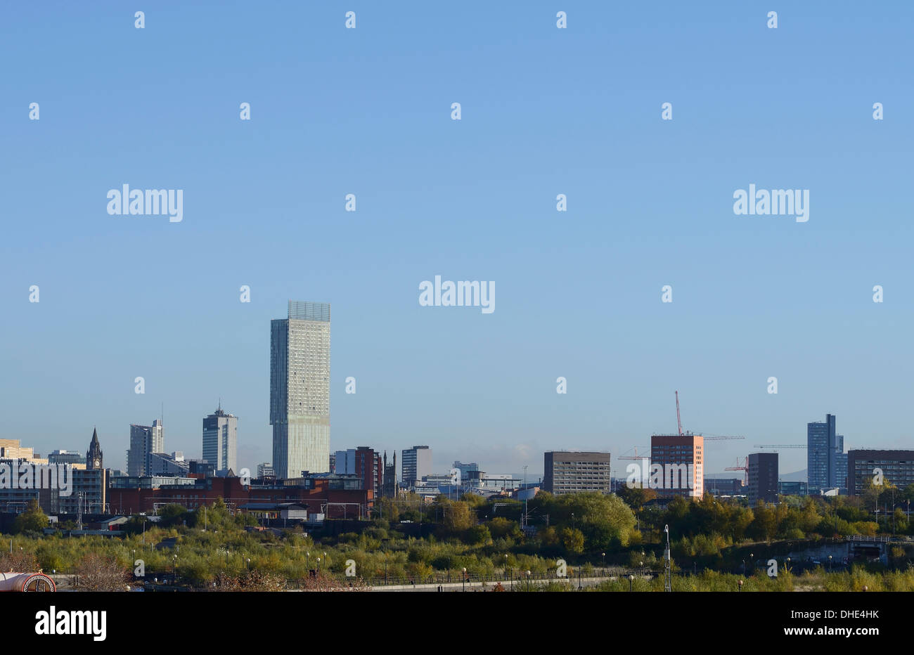 Manchester Stadtzentrum Skyline der Stadt einschließlich der Beetham Tower Stockfoto