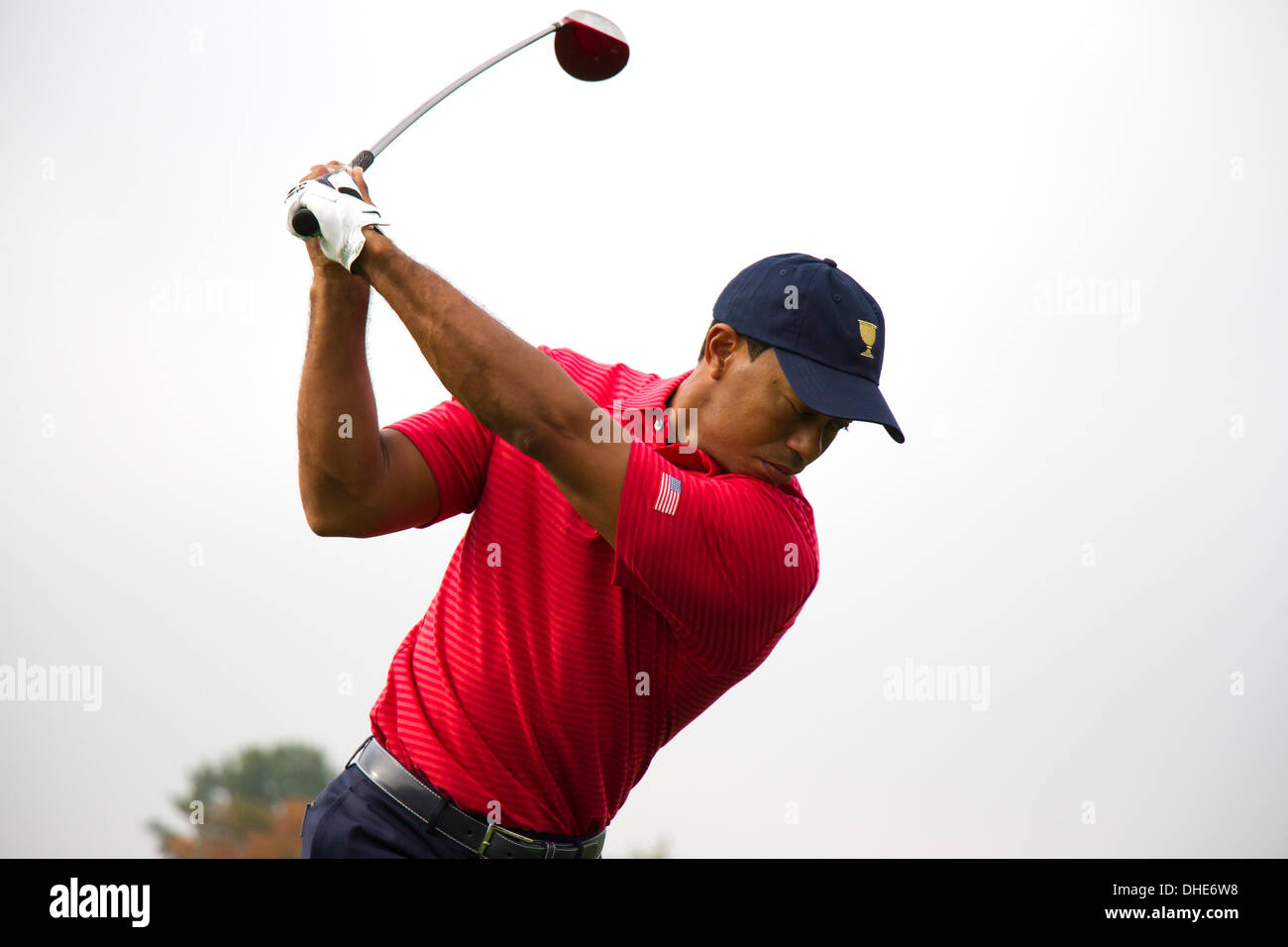Dublin, Ohio, USA. 2. Oktober 2013. Tiger Woods (USA) Golf: US-Team Tiger Woods während der Praxis runden für den Presidents Cup bei Muirfield Village Golf Club in Dublin, Ohio, Vereinigte Staaten von Amerika. © Thomas Anderson/AFLO/Alamy Live-Nachrichten Stockfoto