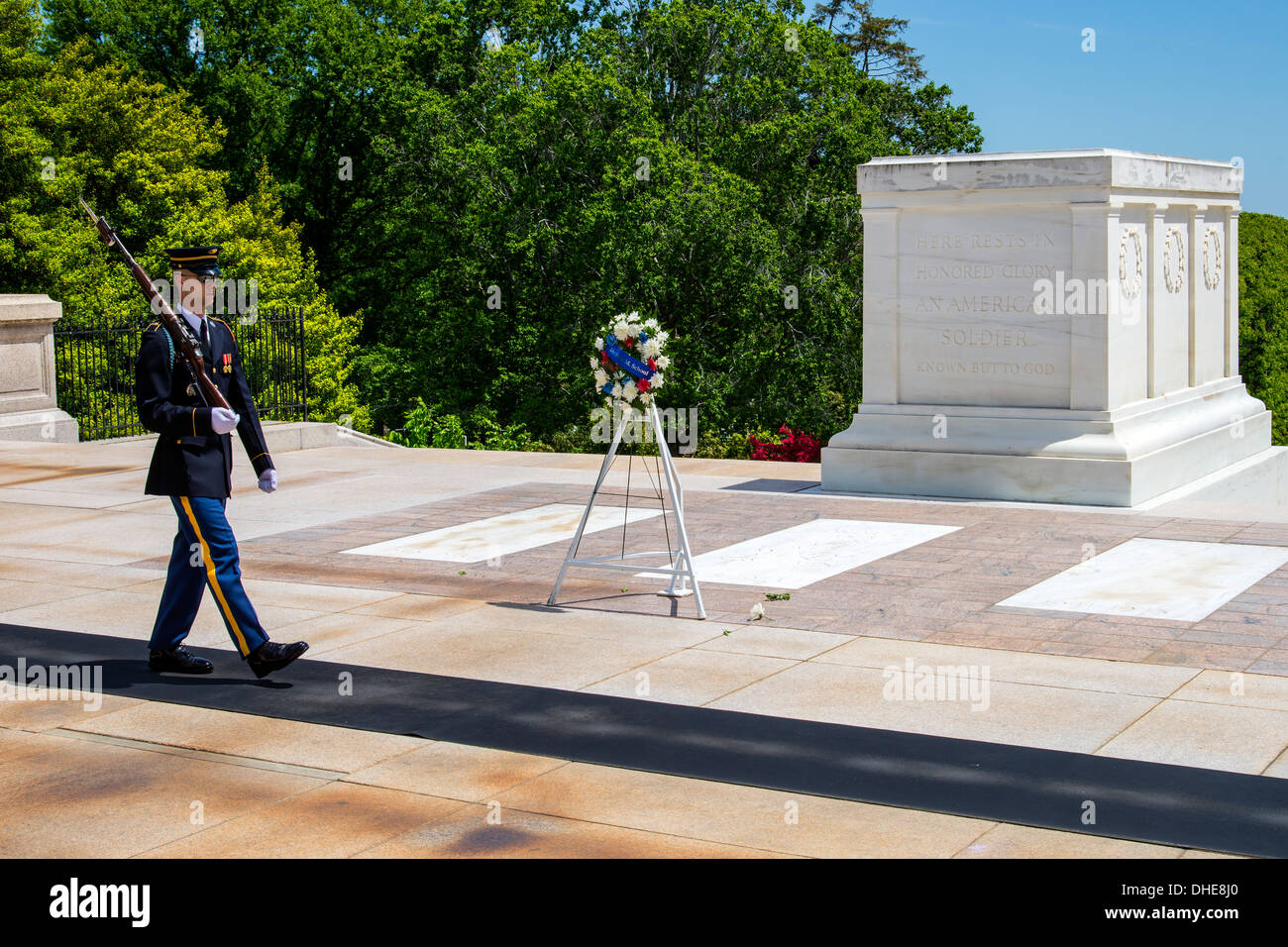 Militärische Ehren Garde am Grab des unbekannten Soldaten auf dem Nationalfriedhof Arlington Stockfoto