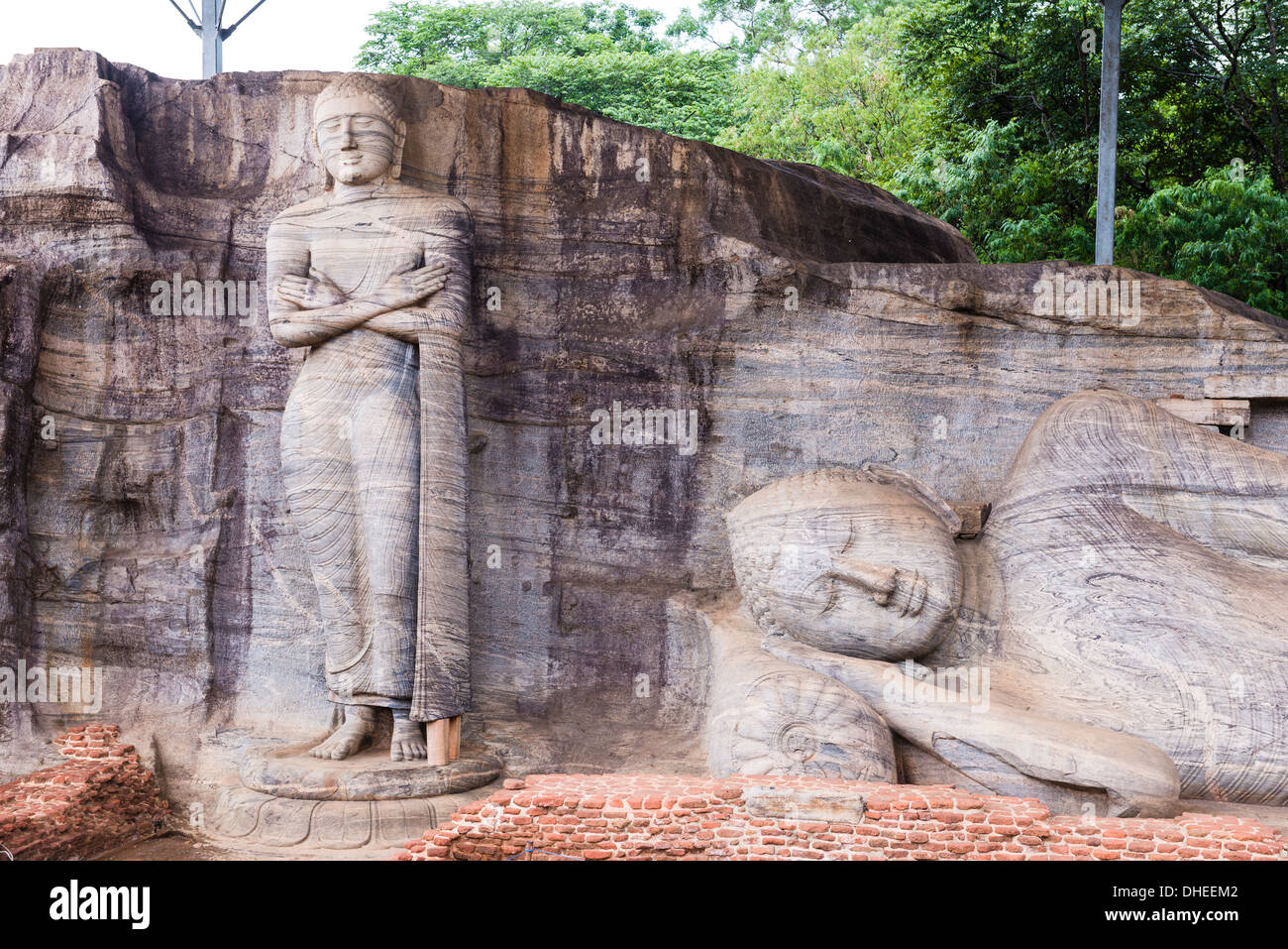 Buddha-Statuen, Felsentempel Gal Vihara, Polonnaruwa, UNESCO-Weltkulturerbe, Sri Lanka, Asien Stockfoto