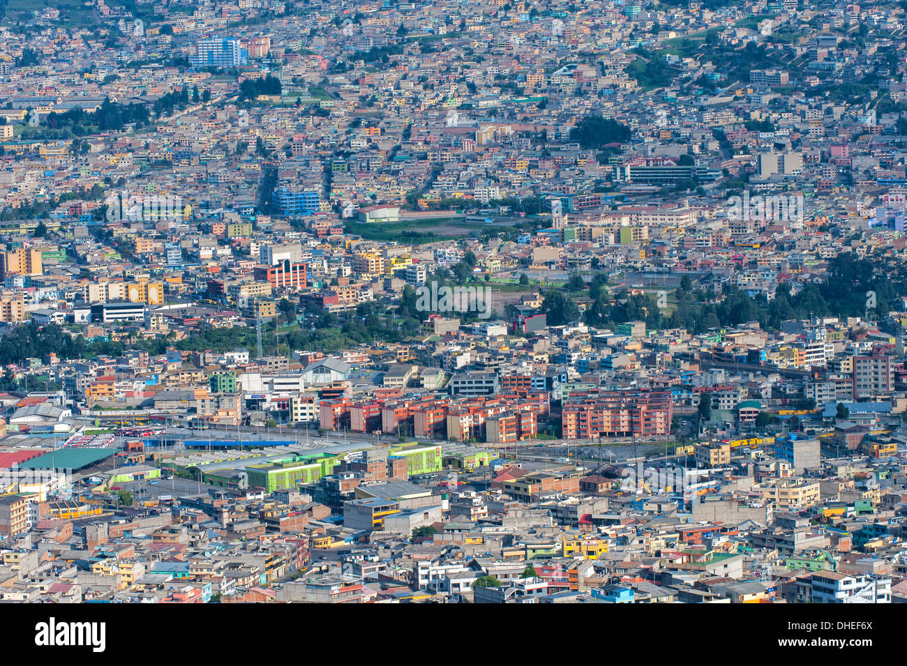 Panorama über Quito, Provinz Pichincha, Ecuador Stockfoto