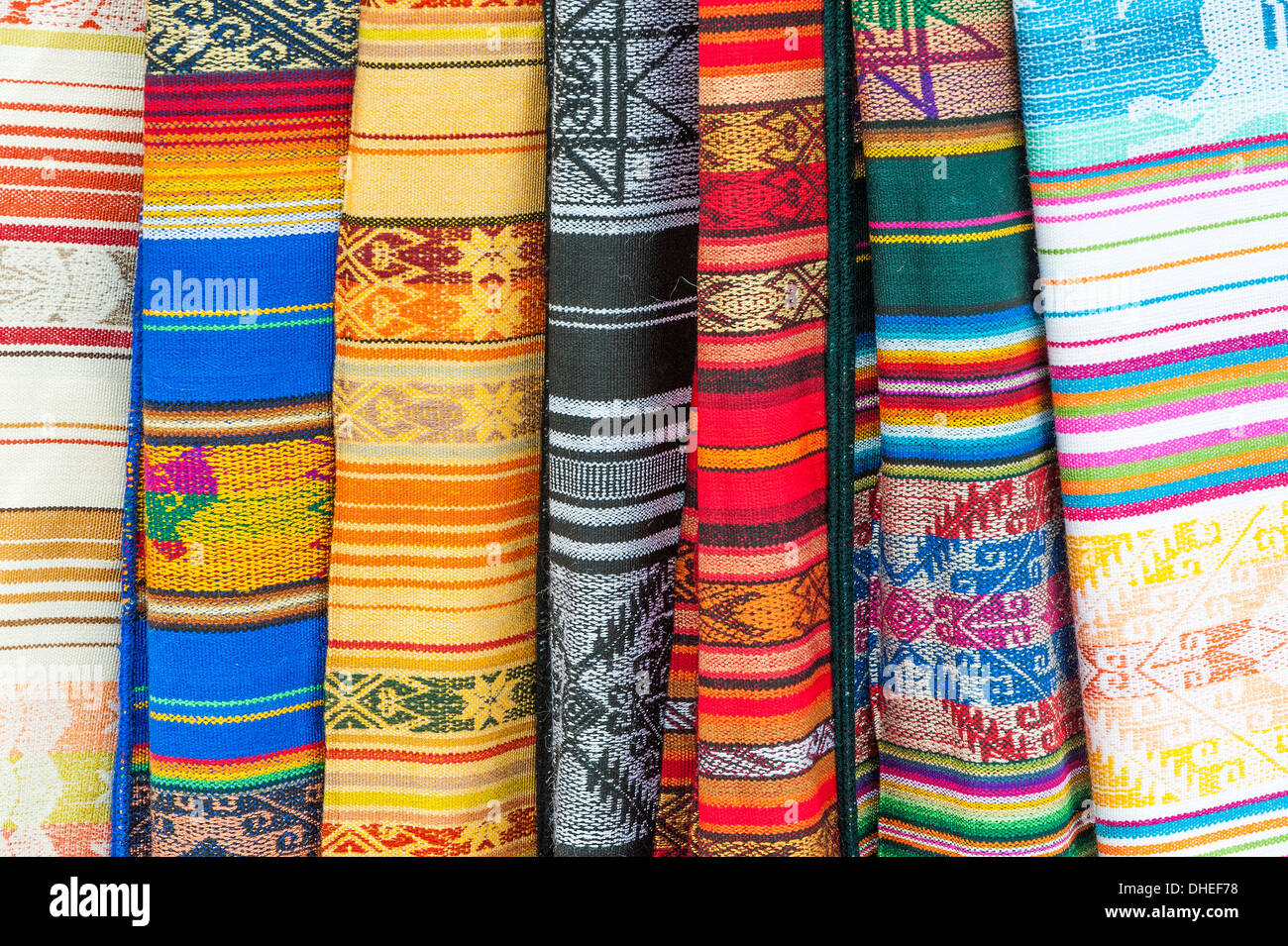 Otavalo Markt, traditionelle bunte Textilien, Provinz Imbabura, Ecuador Stockfoto