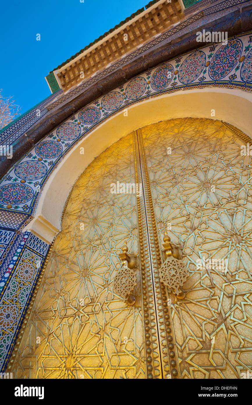Royal Palace Tür, Fes, Marokko, Nordafrika, Afrika Stockfoto