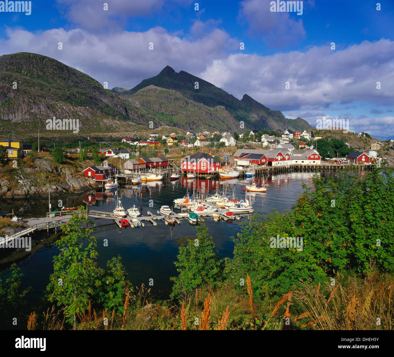 Sorvagen Dorf, Lofoten Inseln, Norwegen Stockfoto