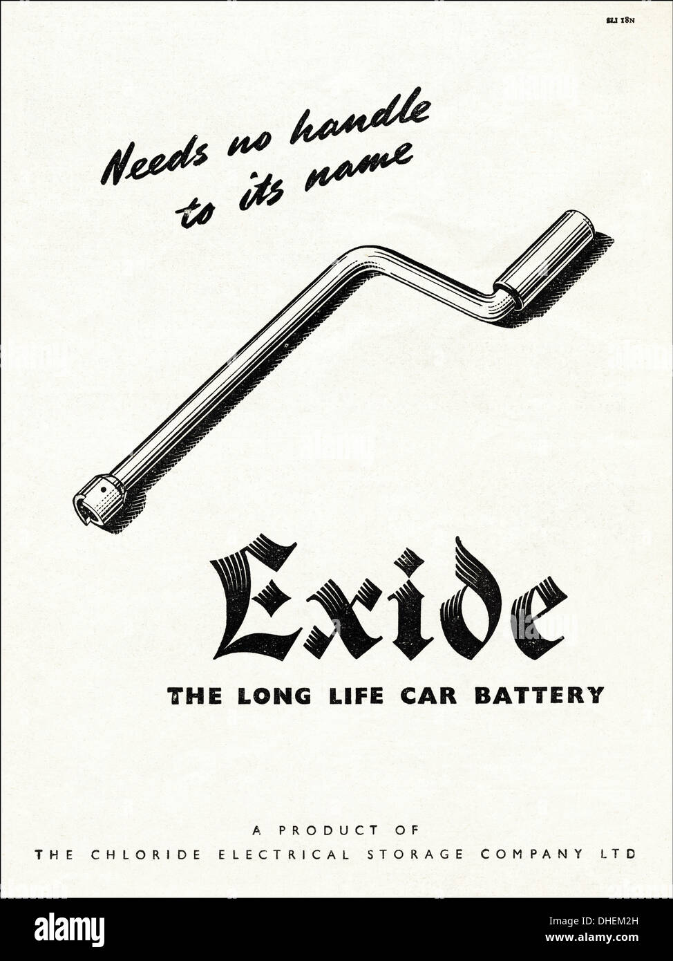 Werbung Werbung EXIDE Autobatterie Autofahren Magazin Anzeige ca. 1947  Stockfotografie - Alamy