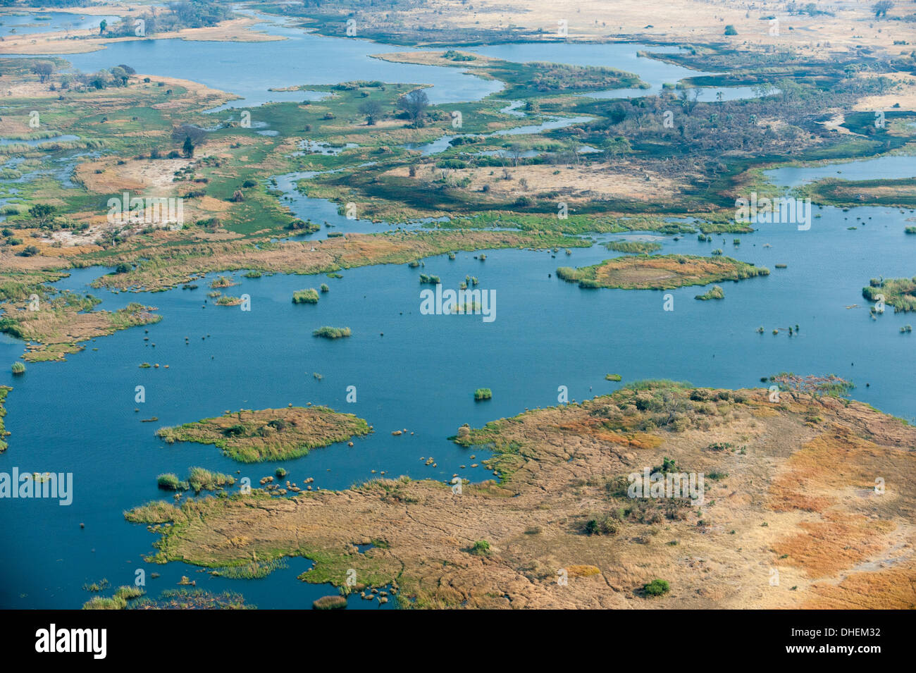 Luftaufnahme des Okavango Delta, Botswana, Afrika Stockfoto