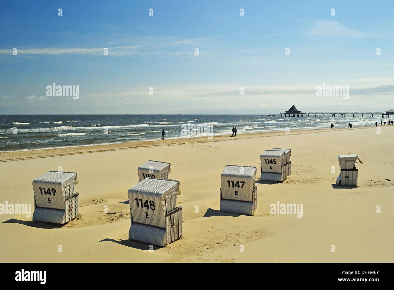 Strand Stühle, Usedom, Ostsee, Mecklenburg-Vorpommern, Deutschland, Europa Stockfoto