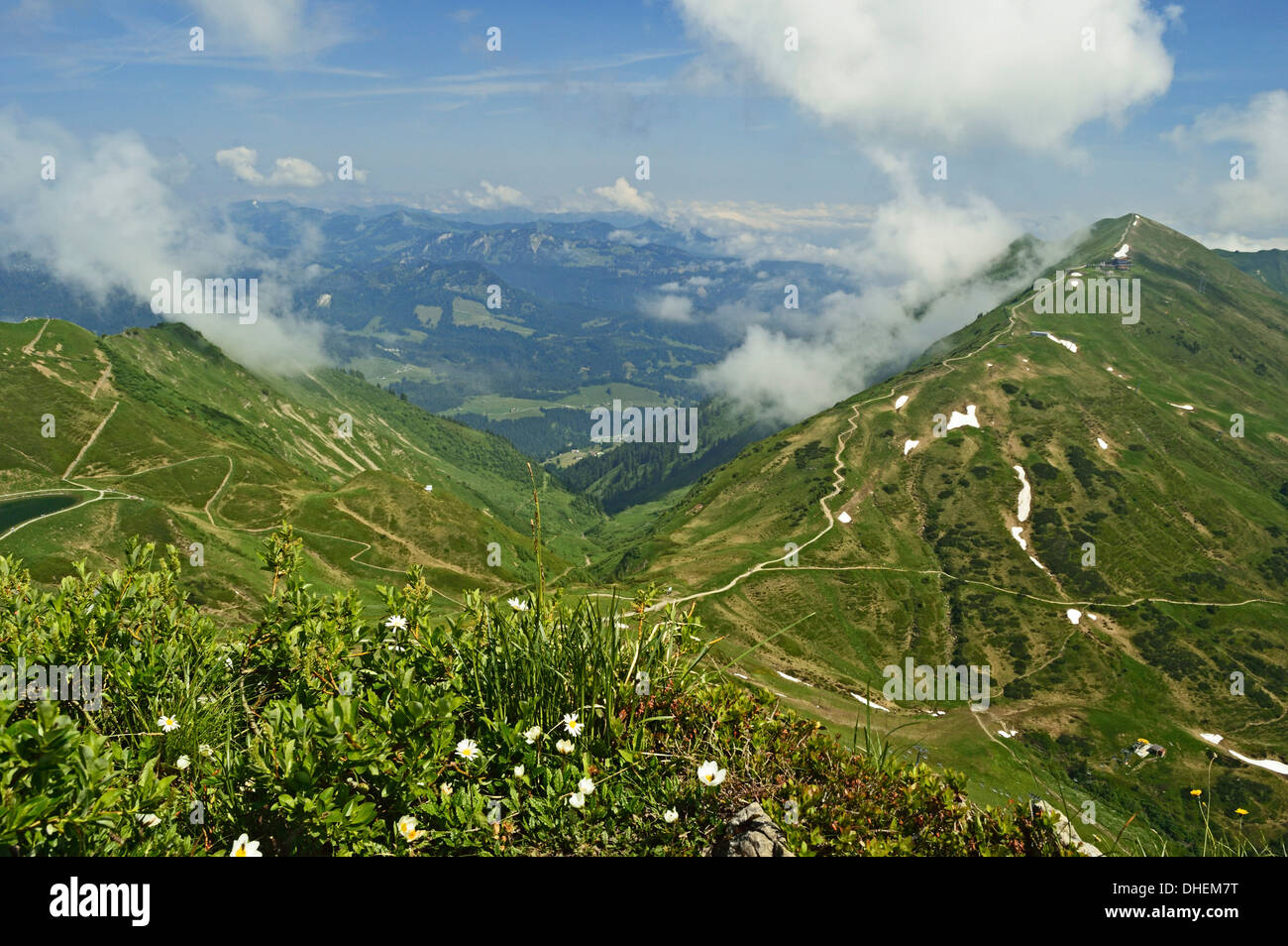 Blick auf Fellhorn Kanzelwand, Kleines Walsertal, Österreich, Europa Stockfoto