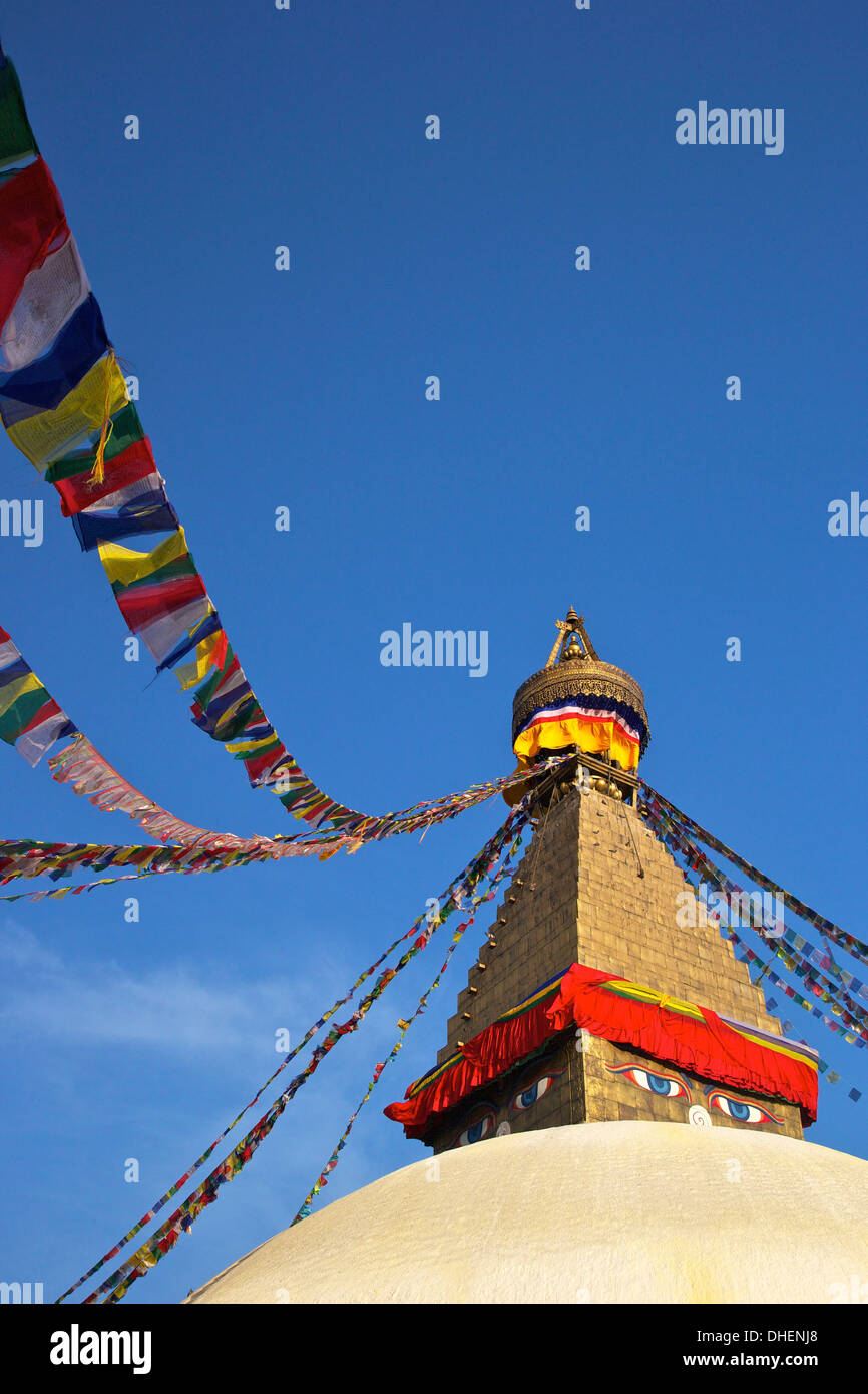 Alle sehenden Augen von Buddha, Boudhanath Stupa, UNESCO-Weltkulturerbe, Kathmandu, Nepal, Asien Stockfoto