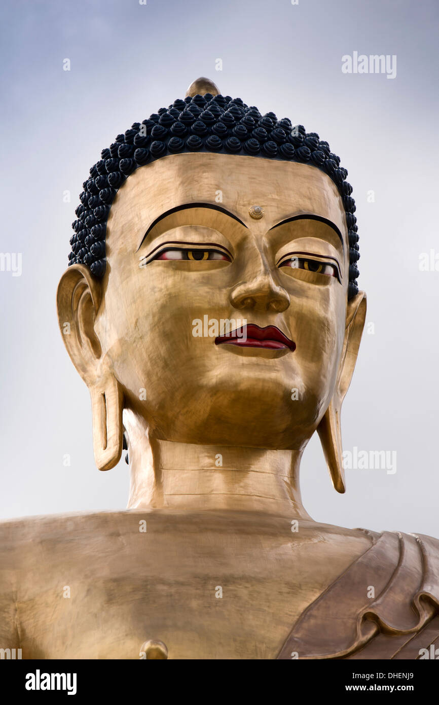 Bhutan, Thimpu, Big Buddha Dordenma Statue, Gesicht der gigantische Sakyamuni buddhistische Figur Stockfoto