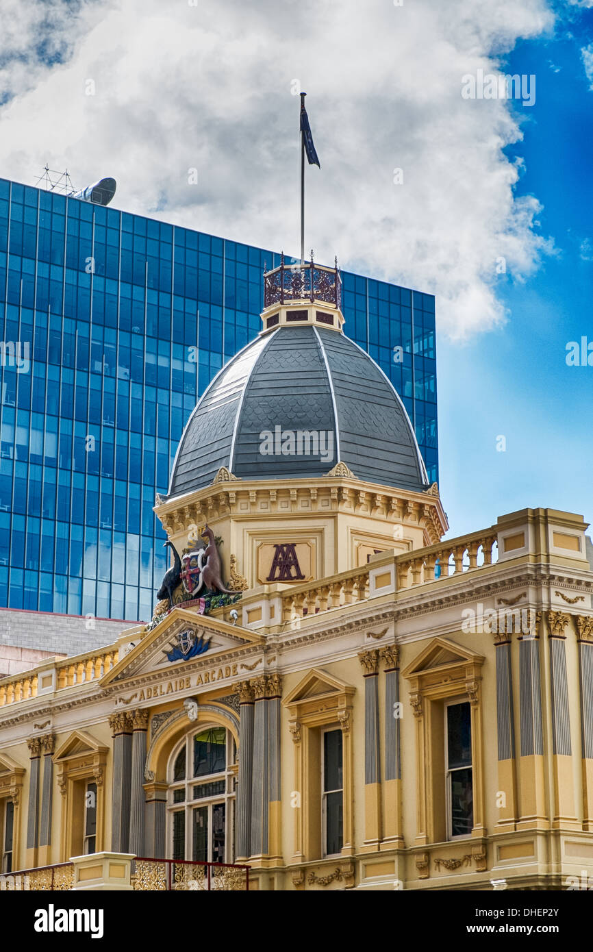 Das äußere der architektonisch verzierten Adelaide Arcade-Mall in South Australia Stockfoto