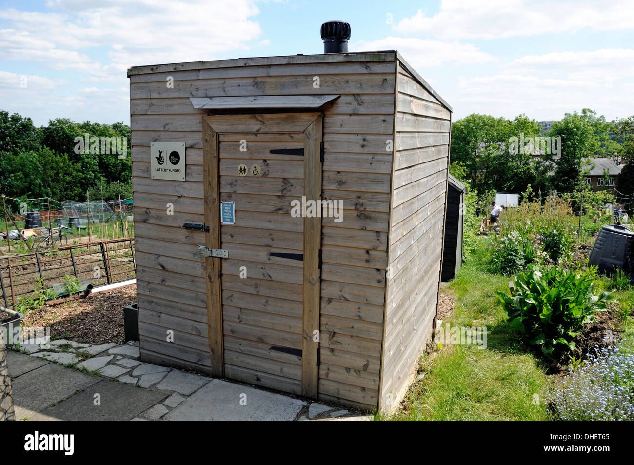 Komposttoilette Alexandra Park Kleingärten London Borough of Haringey England UK Stockfoto