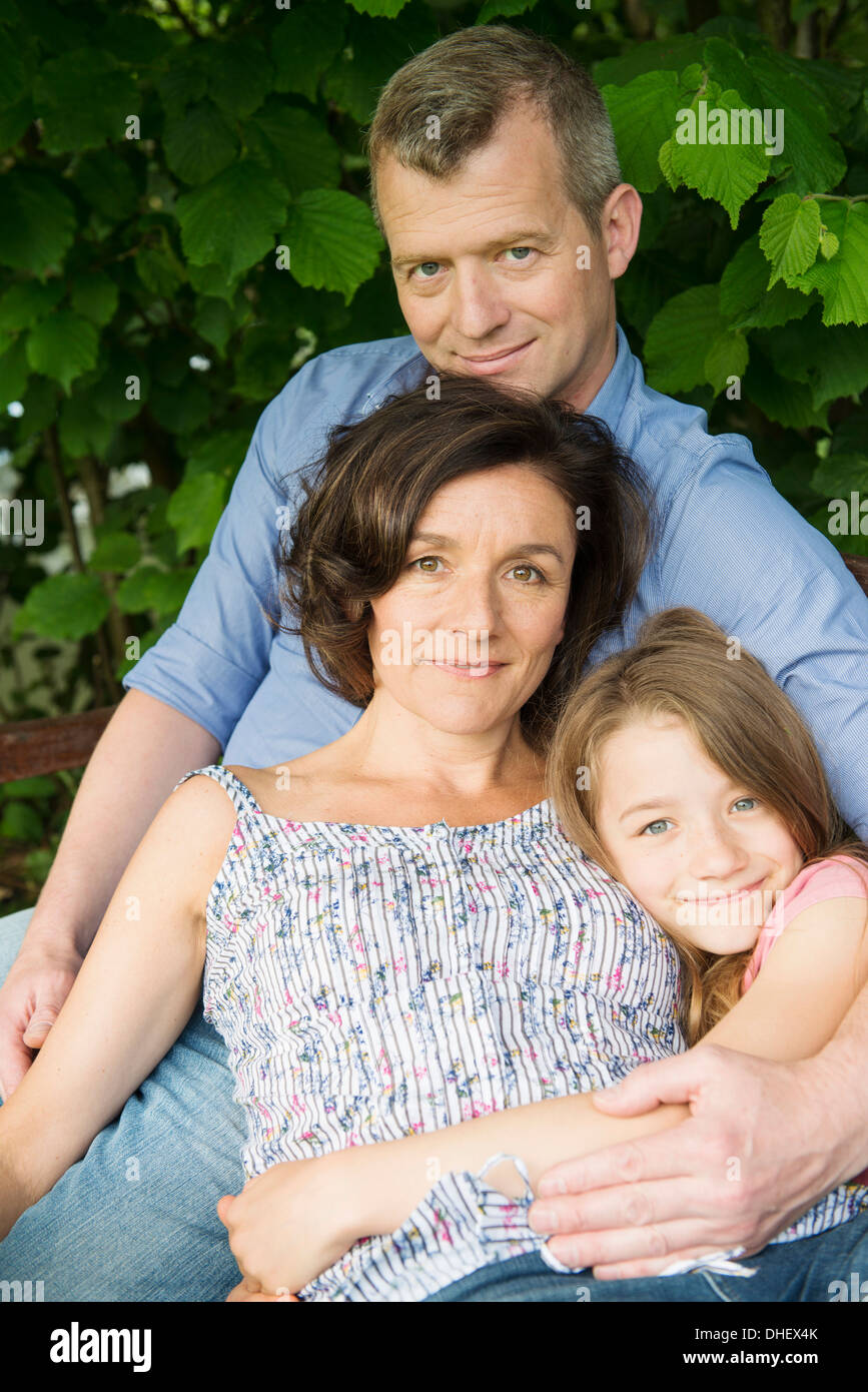 Porträt einer Familie mit Tochter Stockfoto