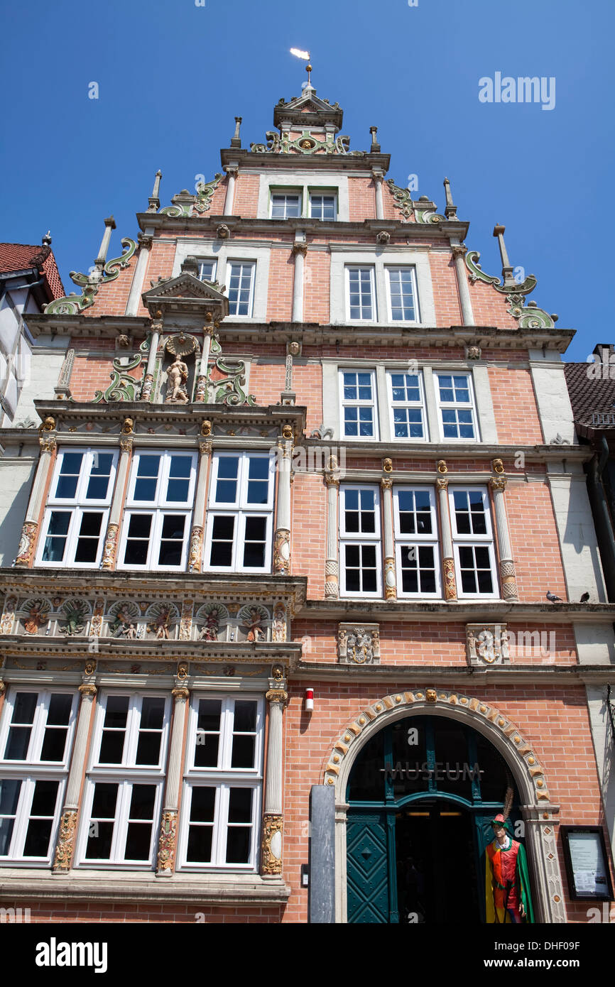 Das Dempterhaus oder Leisthaus, 1607, Weser-Renaissance-Stil, Museum, Hameln, Niedersachsen, Deutschland Stockfoto