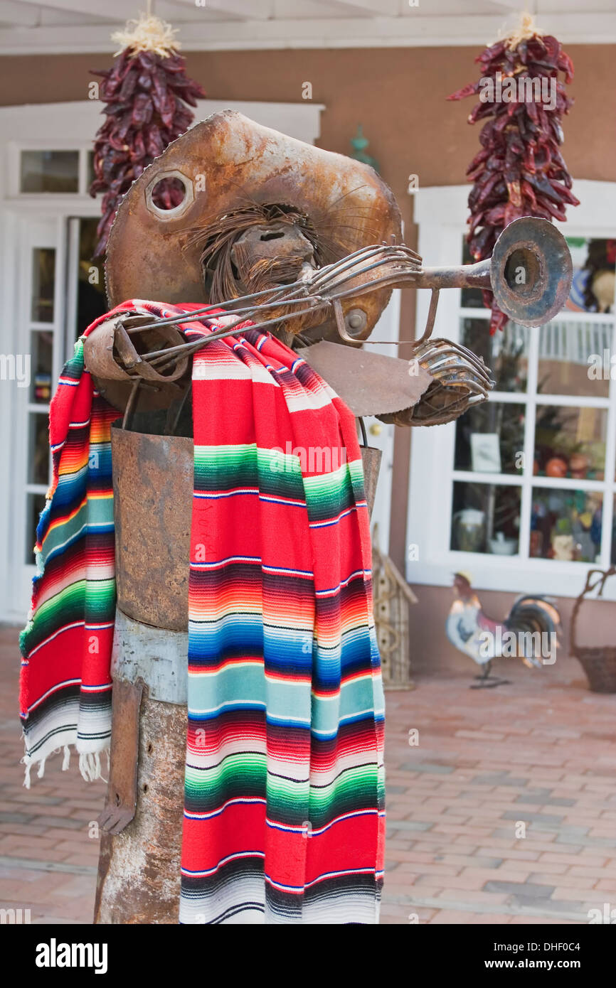 Zinn Mariachi Trompeter, Old Mesilla, New Mexiko USA Stockfoto