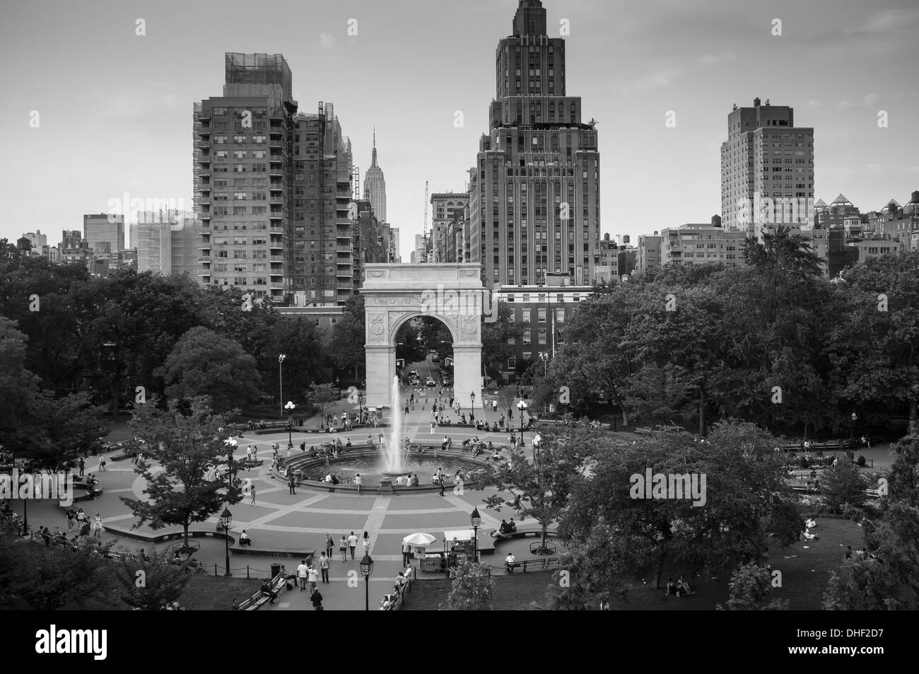 Aussicht mit Blick auf Washington Square Park, New York University und Fifth Avenue, NYC Stockfoto