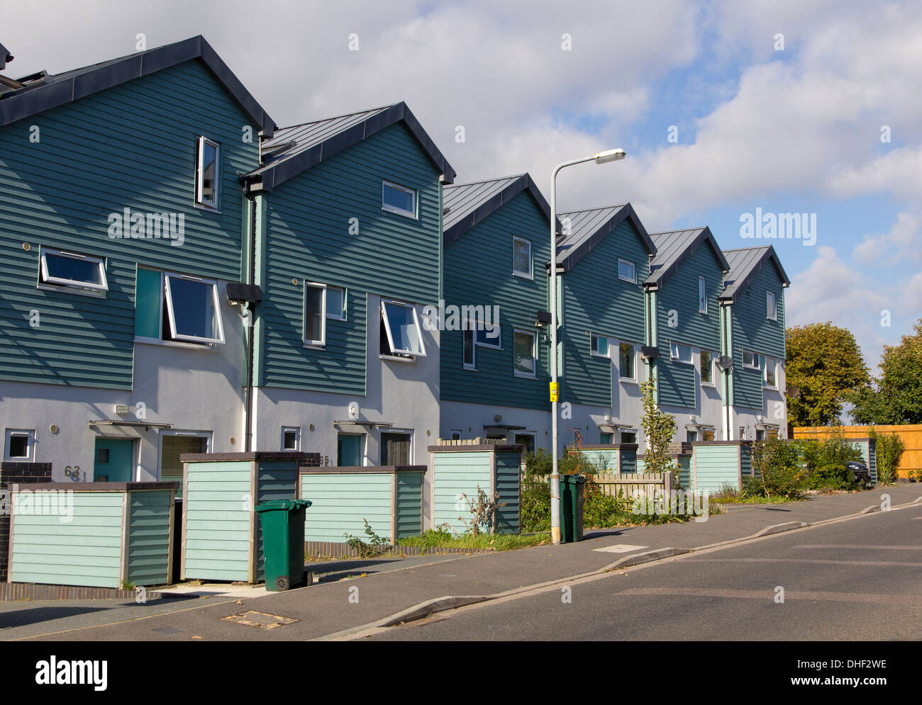 Neues aus Holz verkleidet "Öko-Häuser" Häuser auf Bevendean Road, Brighton Stockfoto