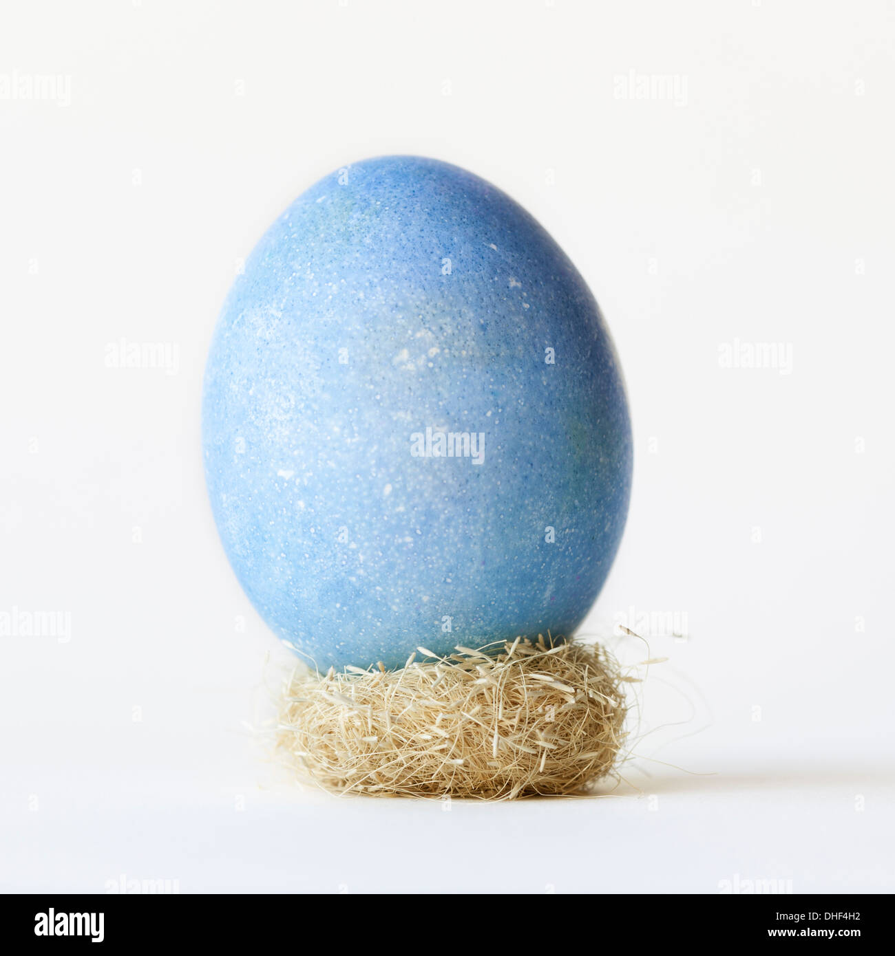Stillleben mit großen blauen Ei auf kleinen Nest ausgeglichen Stockfoto