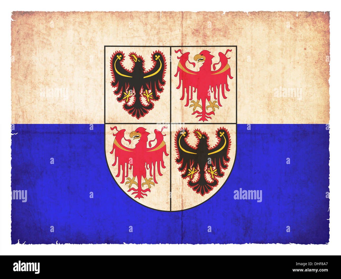 Flagge der italienischen Region Trentino-Südtirol erstellt im Grunge-Stil Stockfoto
