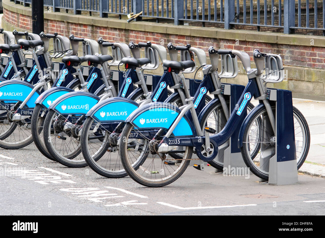 England, London, City, Barclays Cycle Hire, ein Fahrrad-Verleih-System im Jahr 2010 gegründet Stockfoto