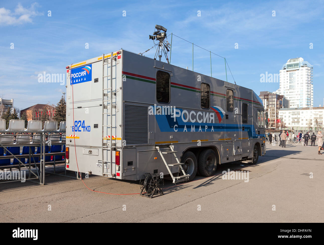 Mobile TV-Sender Stockfoto