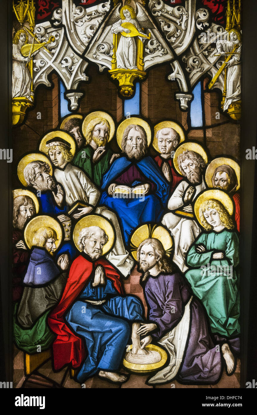 Elk213-1288v Frankreich, Elsass, Straßburg, Museum Kompositionsauftrages Notre Dame, Glasmalerei Stockfoto