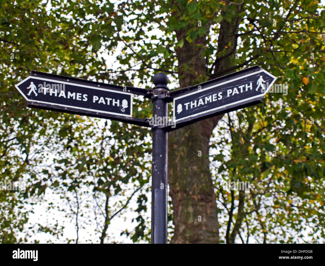 Thames Path Zeichen, Greenwich, London, England, Vereinigtes Königreich Stockfoto