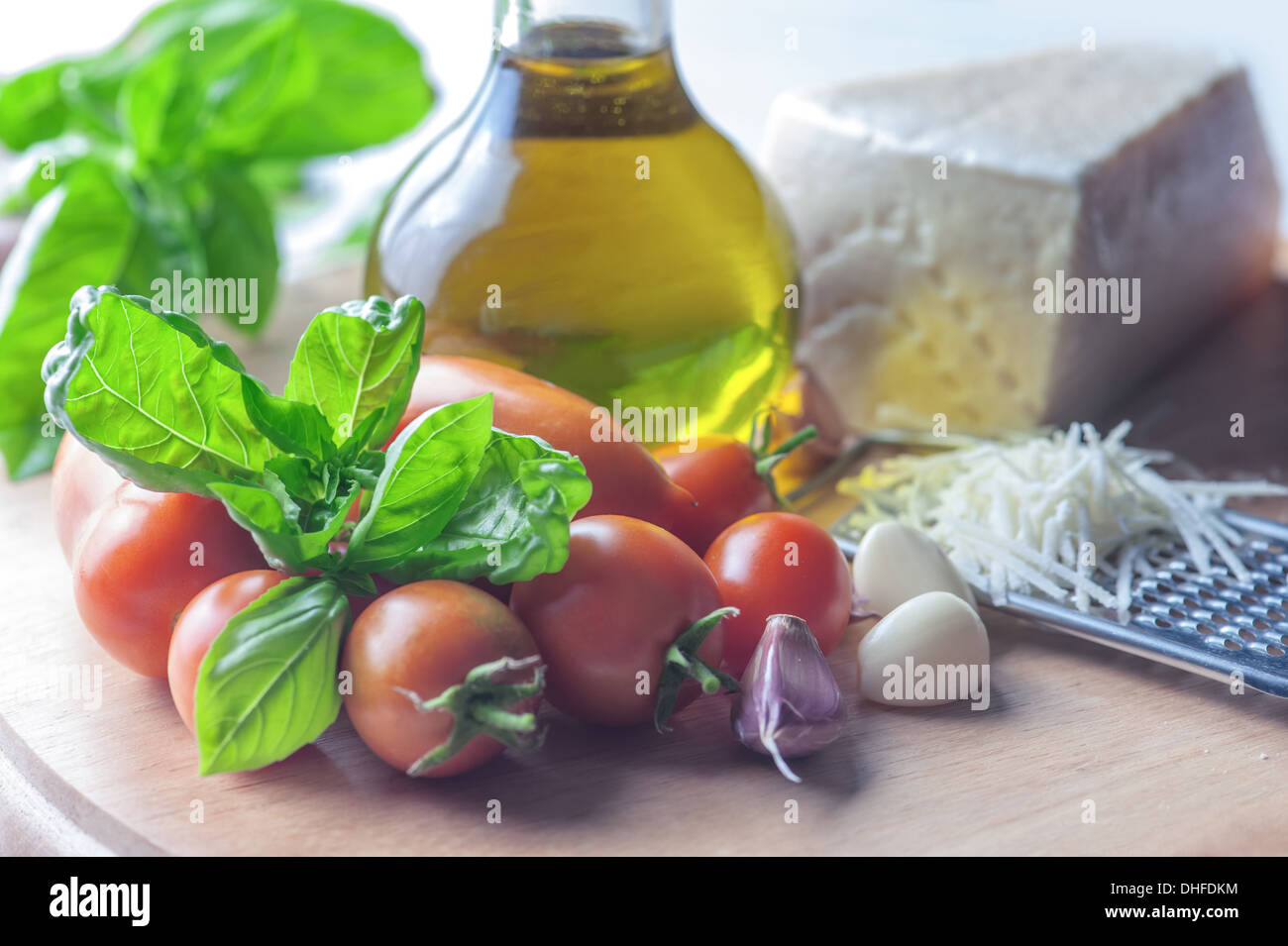 verschiedene italienische Küche hautnah Stockfoto