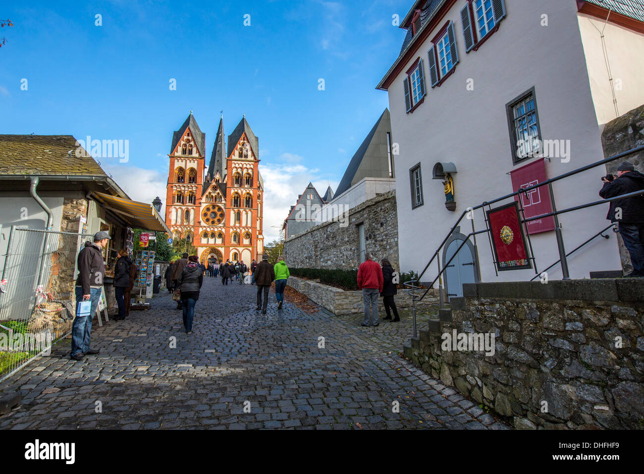 Stadt Limburg, am Fluss Lahn. Kathedrale, Bischofsstadt. Hessen, Deutschland. Stockfoto