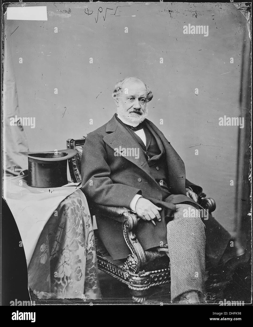 Adolph E. Borie, der als Marineminister im Kabinett von Ulysses S. Grant diente, ist in diesem historischen Porträt festgehalten. Er war eine Schlüsselfigur in der Verwaltung in der Zeit nach dem Bürgerkrieg. Stockfoto