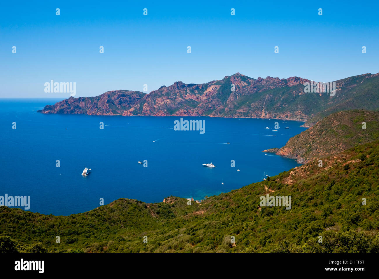 Naturschutzgebiet Scandola, anerkannt von den Vereinten Nationen als ein Weltnaturerbe, Korsika, Frankreich, in der Nähe von Porto Stockfoto