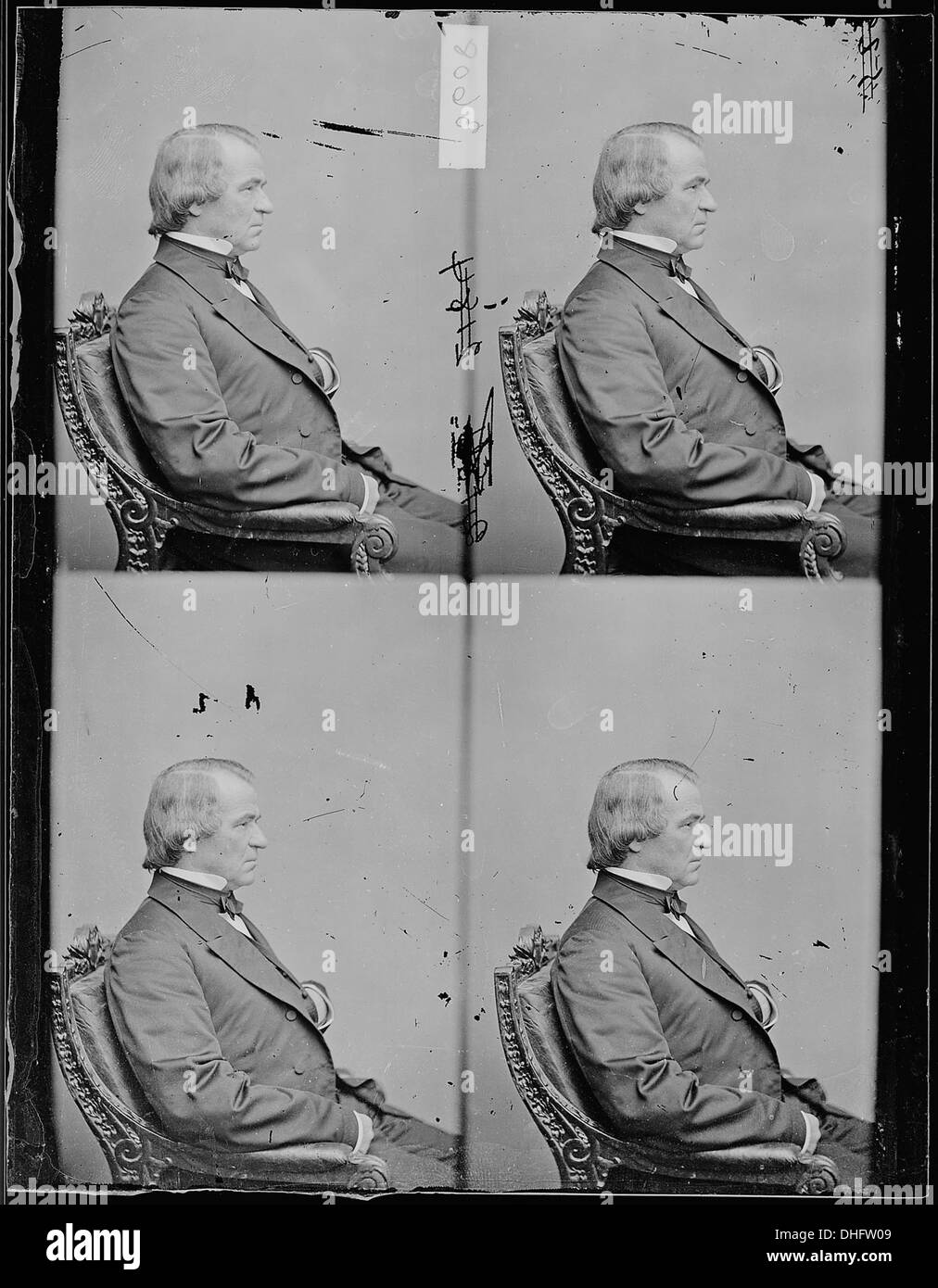 Ein Porträt von Andrew Johnson, dem 17. Präsidenten der Vereinigten Staaten, der nach der Ermordung von Abraham Lincoln diente. Johnson aus Tennessee spielte während der Wiederaufbauzeit eine wichtige Rolle. Stockfoto
