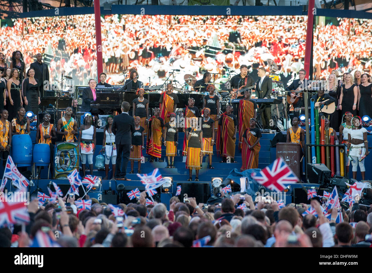 Ein Konzert in der Mall am 4. Juni 2012 im Buckingham Palace in London, H.M diamantene Thronjubiläum der Queen zu feiern statt. Stockfoto