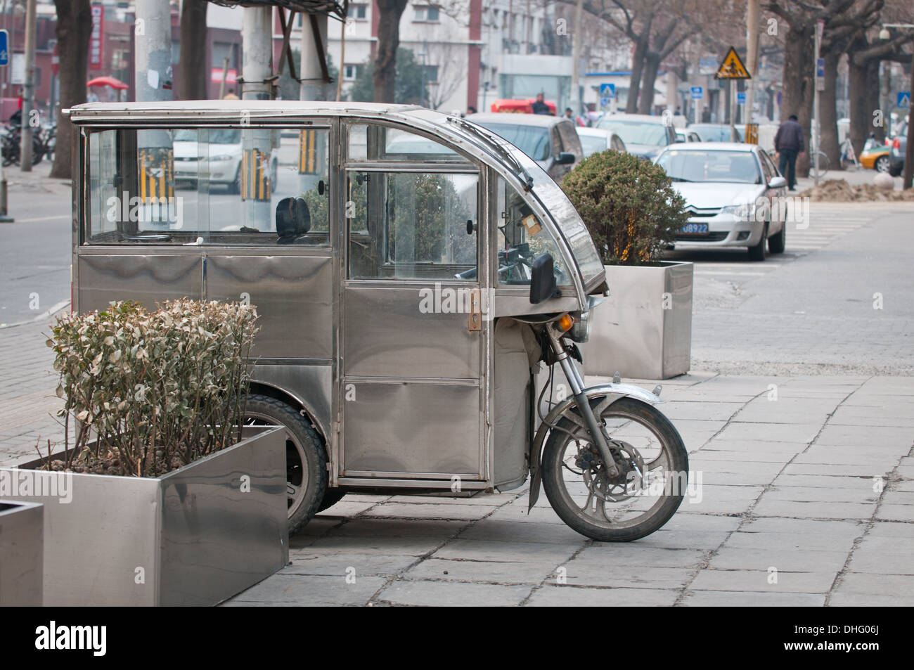 Dreirad Motorrad Rikscha in Peking, China Stockfoto
