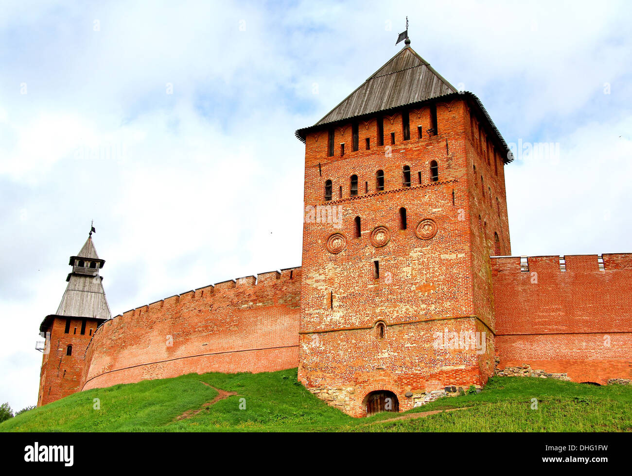 Türme der Nowgoroder Kreml in Weliki Nowgorod, Russland Stockfoto