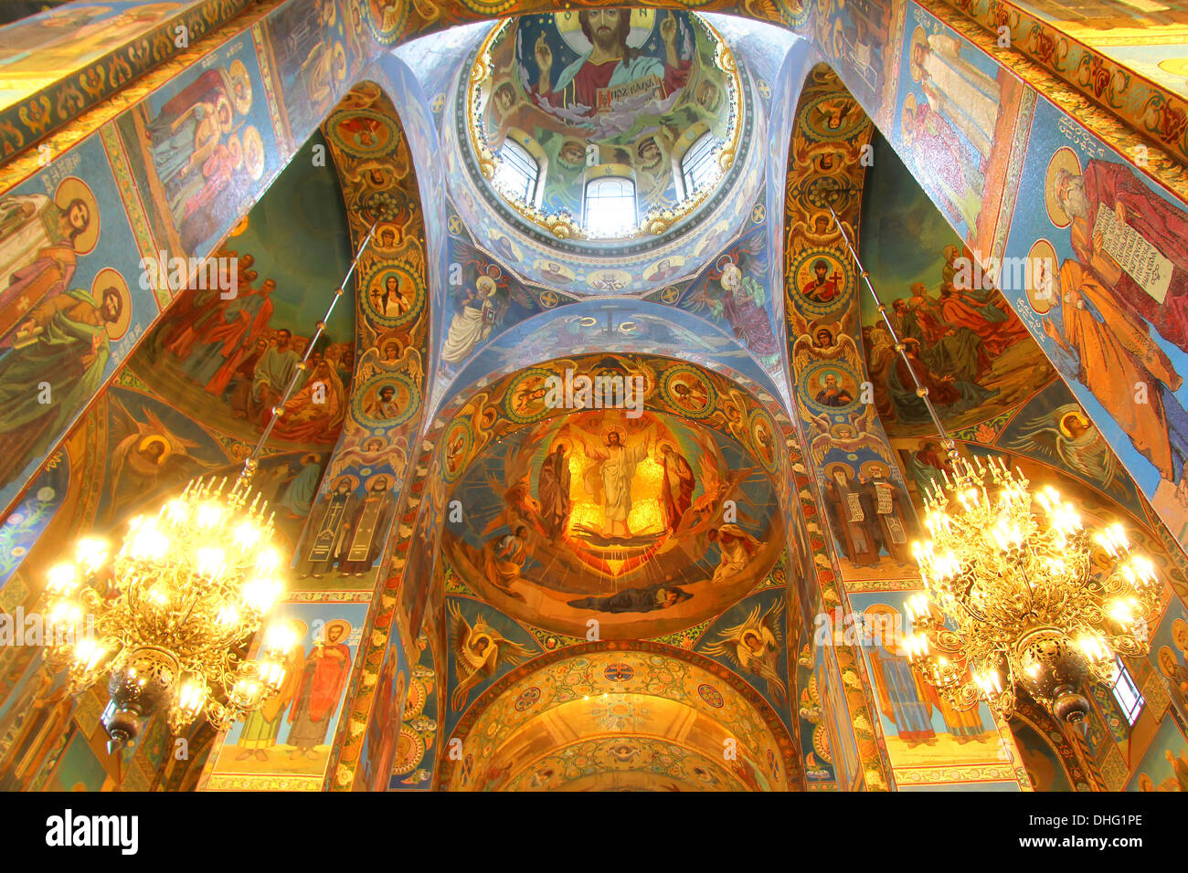 Innenraum der Kirche des Erlösers auf vergossenen Blutes in St. Petersburg, Russland Stockfoto