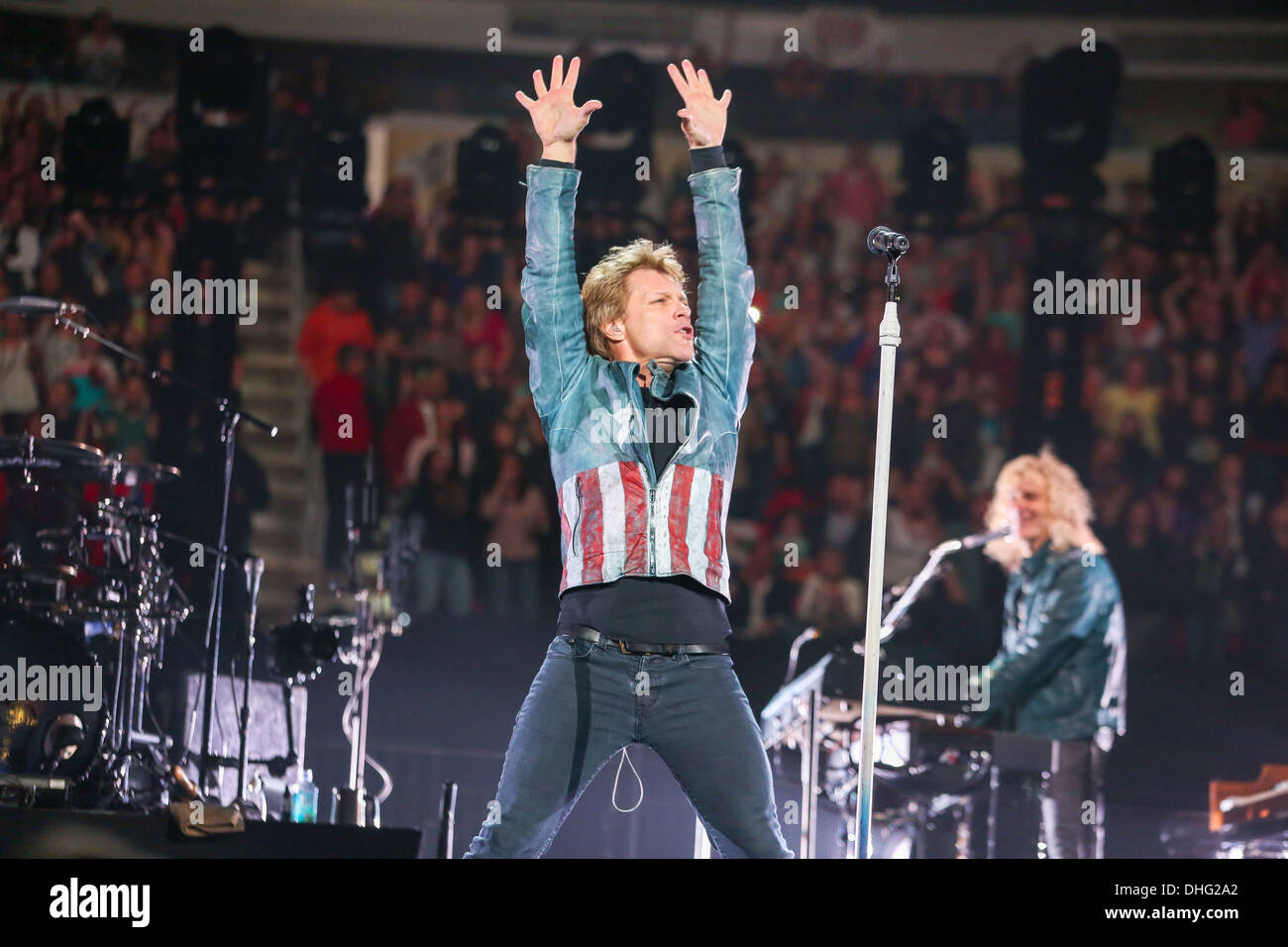 Bon Jovi führt im Konzert im Rahmen der ihr 2013-2014 denn wir können World Tour. Stockfoto