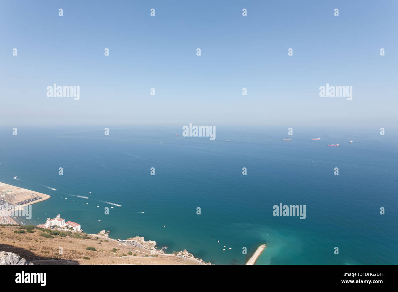 Blick von den Felsen von Gibraltar Stockfoto