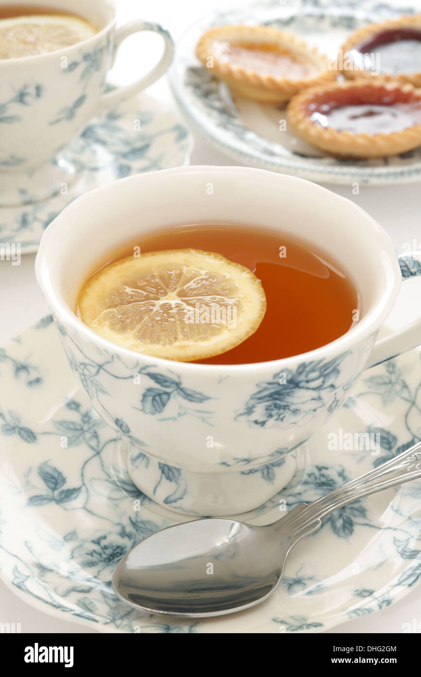 Earl Grey Tee mit Zitrone Stockfoto