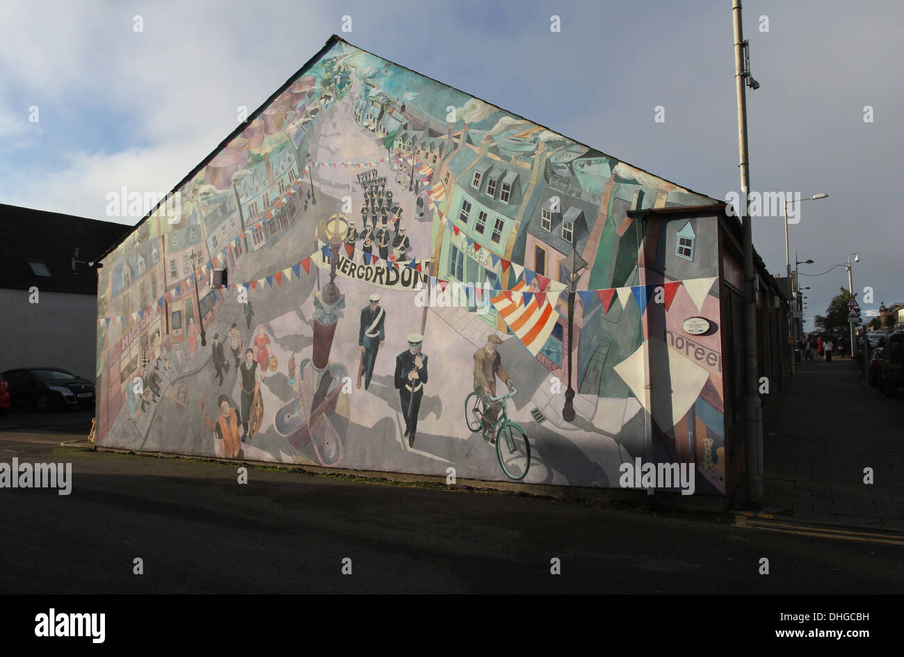 März entlang Straße Wandbild Invergordon Schottland November 2013 Stockfoto