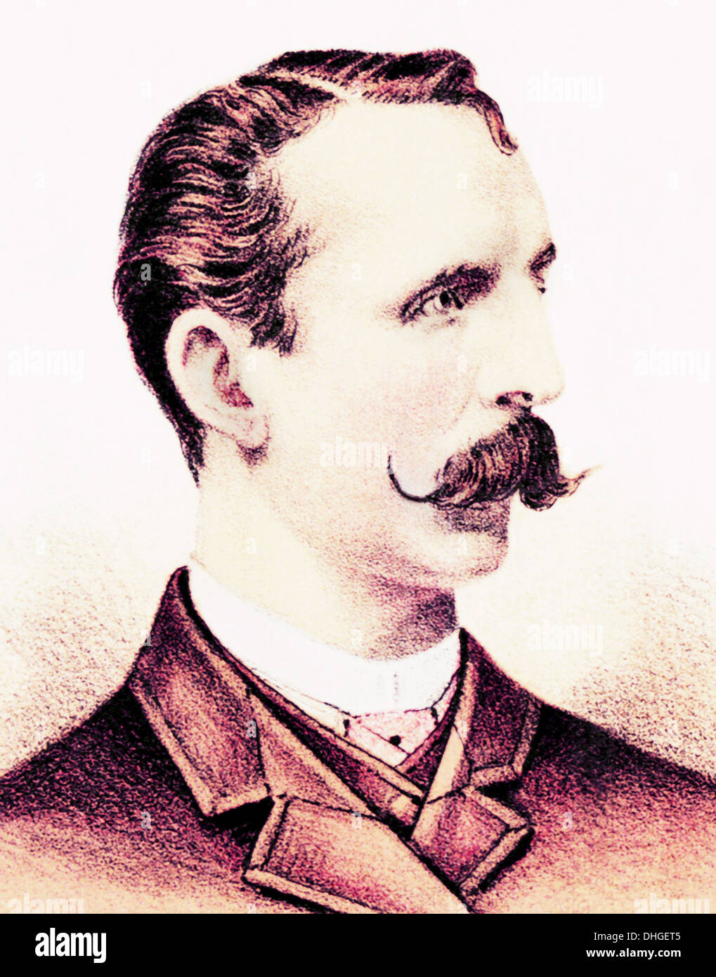 Vintage Porträt des englischen Boxer Billy Edwards (1844-1907). Edwards, geboren in Birmingham war ein führender Leichtgewicht von den 1860er und 1870er Jahren, die "Make-Believe Billy" genannt wurde. Er begann mit 14 Jahren Boxen, ging in die USA im Jahre 1865 und gewann Lightweight Championship of America im Jahr 1868 vor später Verlust des Titels an Arthur Chambers im Jahre 1872. Nach seinem Ausscheiden aus dem Ring er Welt-Schwergewichts-Champion John L Sullivan für mehrere Kämpfe ausgebildet und wurde reich von Immobilienanlagen. Stockfoto