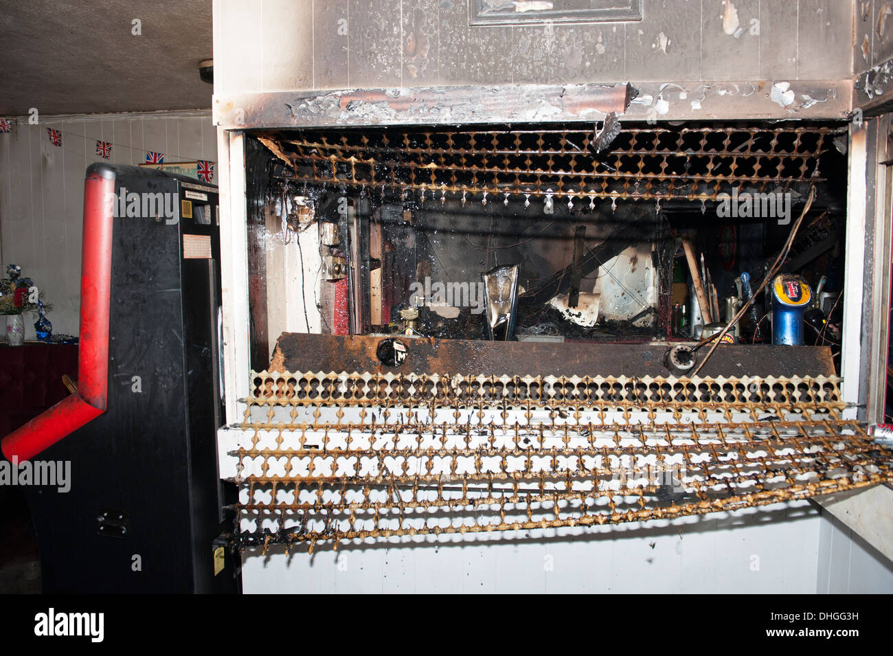 Club bar Pub Feuer Brandstiftung verkohlt Versicherung ausgebrannt Stockfoto