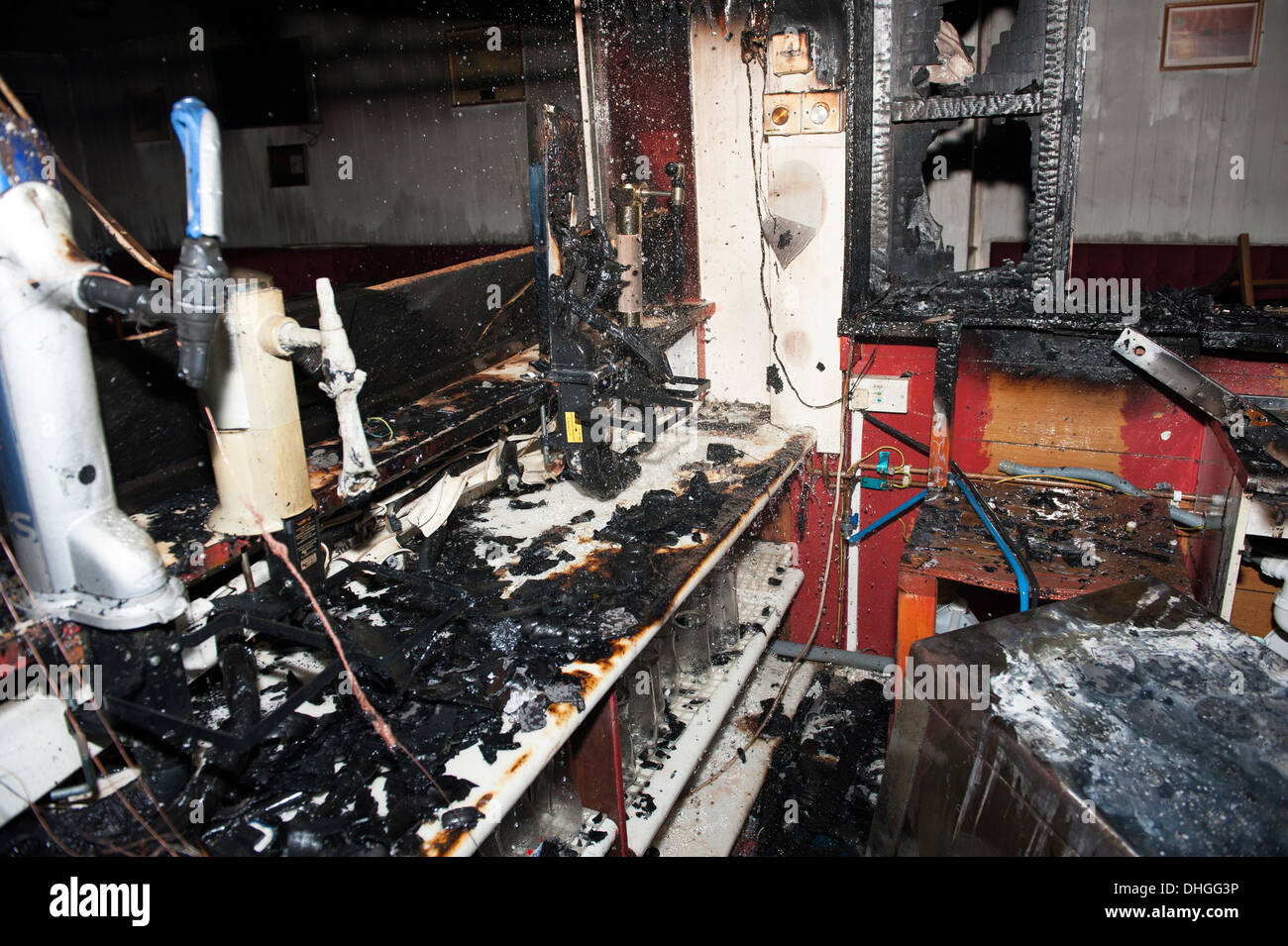 Club bar Pub Feuer Brandstiftung verkohlt Versicherung ausgebrannt Stockfoto