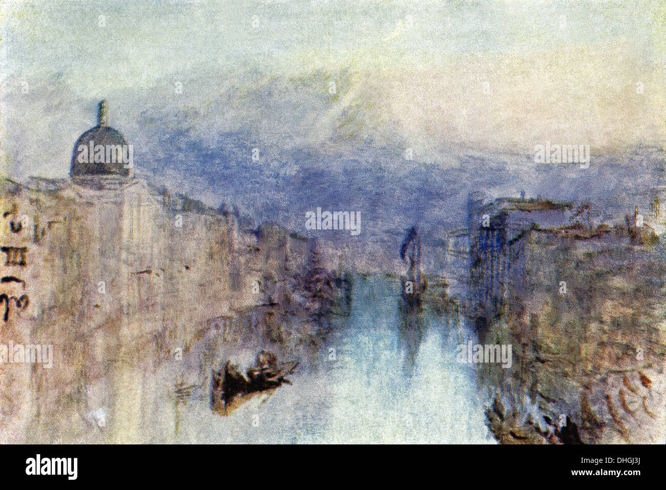 Dieses Gemälde des britischen Künstlers JMW Turner ist Venedig mit dem Titel: Grand Canal (Sonnenuntergang). Stockfoto