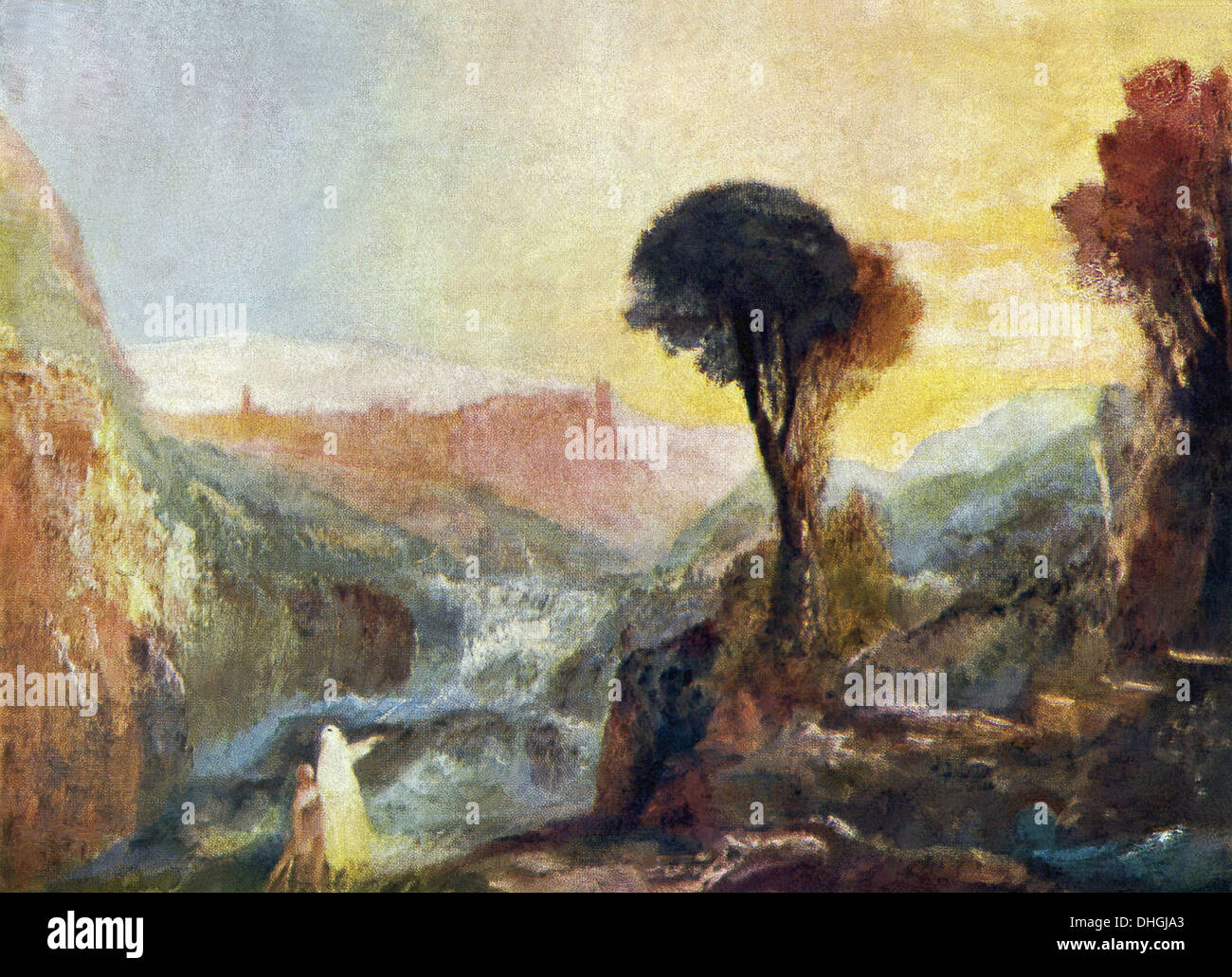 Tivoli von Turner zeigt eine phantasievolle klassische Landschaft gemalt wahrscheinlich als ein Gegenstück zu den "Konstantinsbogen, Rom." Stockfoto