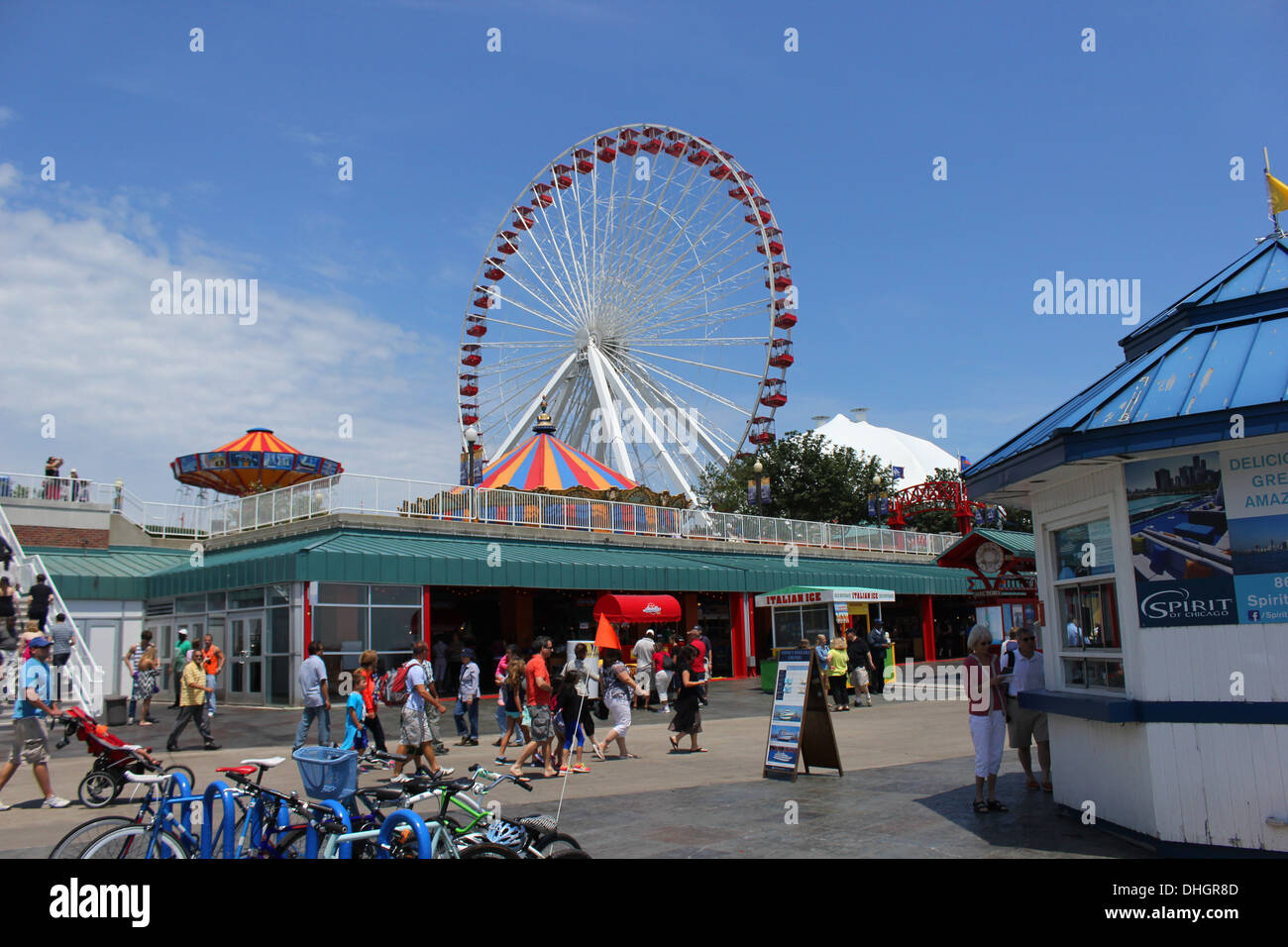 Riesenrad am Navy Pier, Chicago, IL Stockfoto