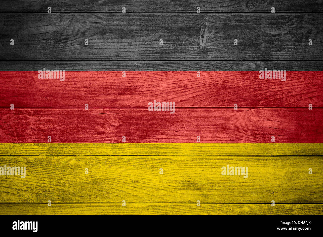 Flagge von Deutschland oder deutsche Banner auf hölzernen Hintergrund Stockfoto