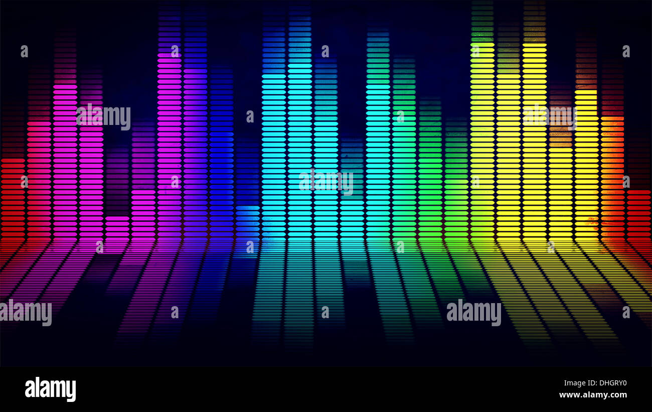 Grafiken von Musik Equalizer auf schwarzem Hintergrund Stockfoto